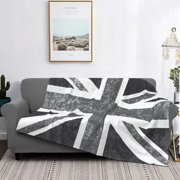 Винтажные одеяла с флагом Соединенного Королевства в оттенках серого, Фланелевый принт, Великобритания, Многофункциональные мягкие одеяла для кровати, Автомобильное покрывало