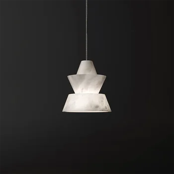 Внутреннее общее подвесное освещение Подвесной светильник из белого алебастрового камня Geometry Для ресторана, столовой отеля, подвесной светильник