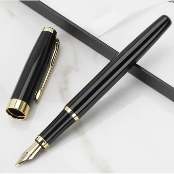 Высококачественная металлическая ручка, авторучка, деловые Черно-золотые канцелярские принадлежности для студентов, Офисные школьные принадлежности, Подарочные чернильные ручки