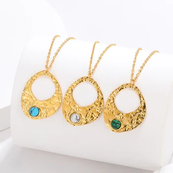 Высококачественное Геометрическое Бирюзовое ожерелье из нержавеющей Стали, Подвески Золотого цвета, Ожерелья для женщин, y2k, Готический Ювелирный подарок