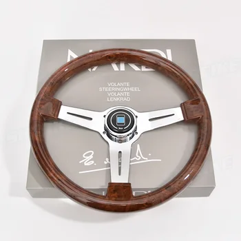 Высококачественное Универсальное 14-дюймовое 350-мм Копирующее Деревянное Рулевое колесо с хромированными спицами, Модифицированное пленкой Drift Рулевое колесо