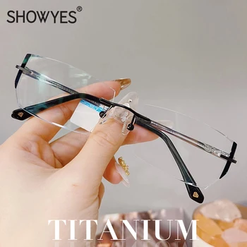Высококачественные титановые очки для чтения, мужские очки с прозрачной лупой без оправы, очки для дальнозоркости, очки Ti, очки для джентльменов без оправы
