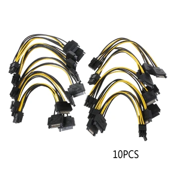 Двойной кабель адаптера питания видеокарты SATA от 15pin до 8pin (6 + 2) 19 см PCI-E SATA Кабель питания от 15pin до 8-контактного кабеля