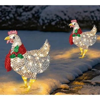 Декоративная курица с шарфом с подсветкой