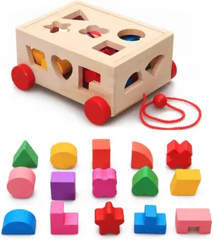 Деревянная игрушка-сортировщик по форме, Игрушки для подбора формы для малышей, Детская развивающая игрушка с 15 фигурными блоками для детей в возрасте от 2 лет