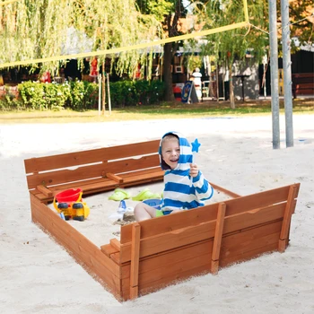Деревянная песочница для детей, скамейка на заднем дворе, песочница для игр
