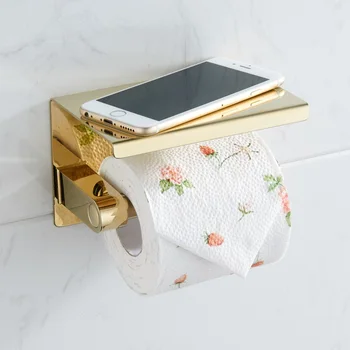 Держатель туалетной бумаги из нержавеющей стали с полкой для телефона Держатель туалетной бумаги в рулоне для ванной Комнаты Аксессуары для ванной комнаты простой дизайн