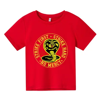 Детская футболка для девочек, топ для мальчиков Cobra Kai, Молодежный Летний хлопковый дышащий удобный подарок с коротким рукавом для детей