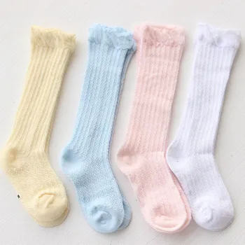 детские носки, летние весенние мягкие носки для новорожденных мальчиков, детские гольфы для девочек, мягкие сетчатые длинные носки для новорожденных малышей