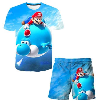 Детский купальник Super Mario для мальчиков от 1 до 14 лет, детский купальник из двух частей, детский костюм для серфинга, детские пляжные штаны с героями мультфильмов