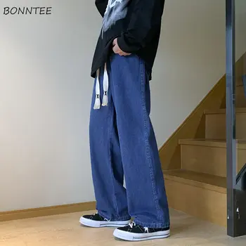 Джинсы Мужские весенние в корейском стиле, свободные широкие брюки с завязками, модные повседневные BF, универсальная красивая повседневная одежда в стиле харадзюку