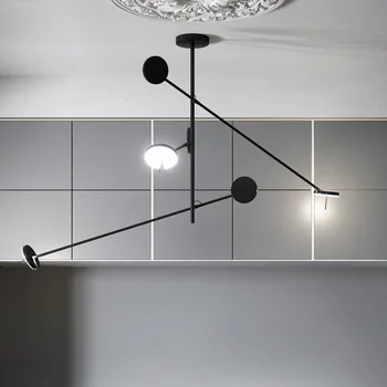 Дизайнерские светодиодные потолочные люстры в скандинавском стиле, осветительная лампа с несколькими поворотными люстрами, подвесной светильник для гостиной с обеденным столом
