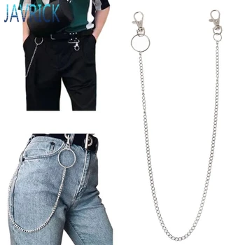 Длинный металлический кошелек на цепочке, поводок, джинсовый брелок для брюк, кольцо с зажимом, мужские украшения в стиле хип-хоп F3MD