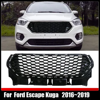 Для Ford Escape Kuga 2016 ~ 2019 Глянцевая черная Решетка в виде сот ABS Маска на передний бампер Сетка Гоночные решетки Верхняя сетка