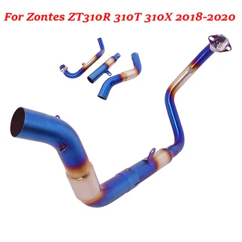 Для Zontes ZT310R 310T 310X 2018-2020 Синий Мотоцикл Выхлопная Система Передняя Соединительная Труба Накладной 51 мм Глушитель Из Нержавеющей Стали