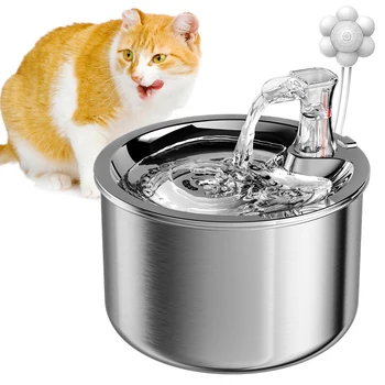Дозатор воды для кошек, Автоматический Фонтан для воды для кошек и собак, работающий с 4-слойным фильтром, Датчик из нержавеющей стали, Фонтан для поения домашних кошек