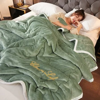 Домашнее шерстяное одеяло из микрофибры 200x230 см, покрывало для кровати, большое шерстяное одеяло для дивана, толстое одеяло для сна.