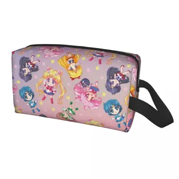Дорожная сумка для туалетных принадлежностей Crystal Team Pattern Портативный Органайзер для косметики Sailors Moon Для хранения женской косметики Dopp Kit Case