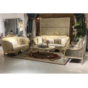 Европейский кожаный диван в гостиной, натуральная кожа с резьбой по дереву, большой французский кожаный диван