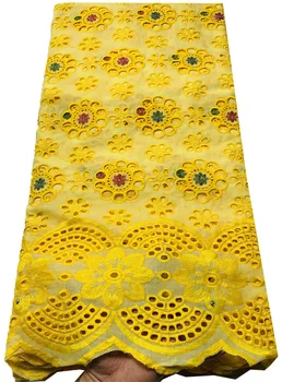 Желтое Вуалевое Кружево 2023 Года Производства Швейцарии, Высококачественная Африканская Хлопчатобумажная Кружевная Ткань С Камнями Для Нигерийской Вечеринки Every Dress YLL4261