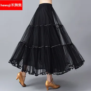 Женская юбка для современных танцев без верха, юбка для бальных танцев длиной до половины, костюмы для вальса, танго с маятником, костюм для танцев в бриллиантовом квадрате, B-6892