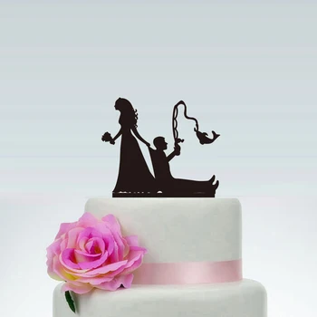 Забавный Топпер Для Свадебного Торта В Рыбацком Стиле Жених и Невеста Мистер и Миссис Топперы Для Торта с памятными акриловыми Топперами для торта