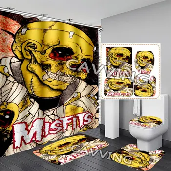 Занавеска для душа с 3D-принтом The misfits, Водонепроницаемая занавеска для ванной, противоскользящий коврик для ванной, Набор ковриков для туалета K04