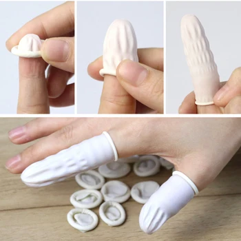 Защитные перчатки из натурального каучука с кончиками пальцев, Одноразовые латексные накладки для пальцев для обеспечения безопасности на рабочем месте, макияжа ногтей, наращивания бровей