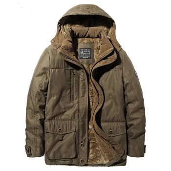 Зимнее мужское ватное пальто средней длины, хлопковое мужское пальто с капюшоном в стиле милитари, Мужская уличная ветровка, Мужская куртка большого размера 7XL