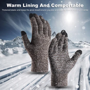 Зимние перчатки для мужчин и женщин с сенсорным экраном, противоскользящие, из силиконового геля, эластичные манжеты, мягкий трикотаж, эластичный материал
