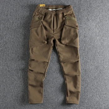 Зимний новый продукт 2022, Плюшевые повседневные брюки трехмерного кроя, мужская рабочая одежда с большими карманами, Молодежная мода 1363 г.