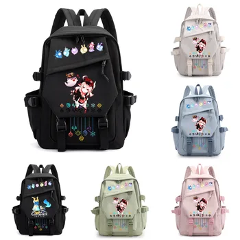 Игровой нейлоновый школьный рюкзак Genshin Impact Klee Hu Tao, студенческая сумка для книг, дорожные сумки, блокнот, подарок для подростков для мальчиков и девочек