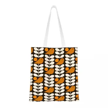 Изготовленная на Заказ Многостенная Сумка Birds Black White Orange Для Покупок, Холщовая Сумка Для Женщин, Перерабатывающая Продукты, Orla Kiely Scandi Shopper Tote Bag