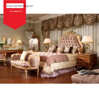 Изготовленная на заказ роскошная дворцовая вилла, резная двуспальная кровать из массива дерева, французская кровать принцессы 1,8 м