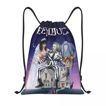 Изготовленные на заказ сумки на шнурке из фильма ужасов Тима Бертона Beetlejuice Для женщин и мужчин, легкий рюкзак для хранения в спортивном зале
