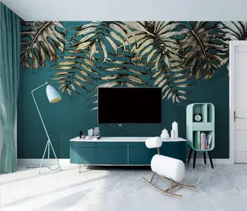 Изготовленный на заказ papel de parede 3d скандинавский современный ретро зеленые листья растений художественная роспись обои телевизор диван фон обои для домашнего декора