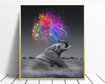 Индивидуальный современный слон холст картина плакат печать животных поп-арт новые обои обои для домашнего декора papier peint