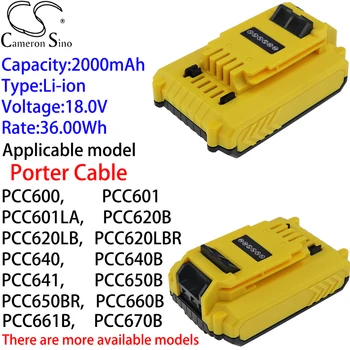 Камерон Китайско Итиумовый Аккумулятор 2000 мАч 18,0 В для кабеля Porter PCCK604LA, PCCK605L2R, PCCK612L2, PCCK612L2R, PCCK614L4, PCCK604L2