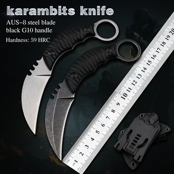 Карманный нож Karambits CS GO с фиксированным лезвием для кемпинга, охоты, выживания, тактической самообороны, EDC, инструмента Multi
