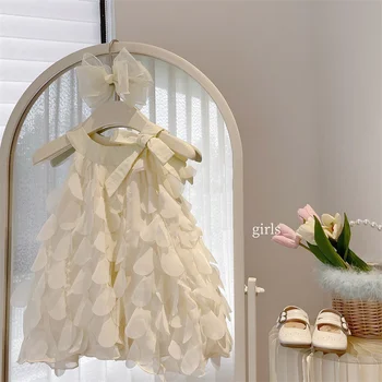 Классическое белое платье для девочек, платье принцессы на день рождения, платье для детей 1-10 лет, костюм для свадебной вечеринки