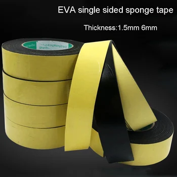 Клейкая водонепроницаемая лента толщиной 1,5 мм и 6 мм, черная губчатая поролоновая лента EVA, уплотнительная прокладка для предотвращения столкновений, звукоизоляционная прокладка