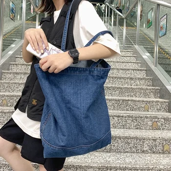 Ковбойская Японско-Корейская холщовая сумка в стиле Харадзюку, женская простая сумка через плечо, большая вместительная однотонная студенческая ручная сумка для занятий