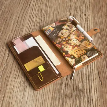 Кожаная обложка Hobonichi Weeks, обложка Mega Weeks, бумажник для ноутбука, Блокнот для путешественников - Потертый коричневый - 311H