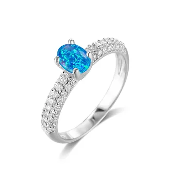 Кольцо с овальным камнем из сине-белого Опала, женское Роскошное Обручальное кольцо с кристаллами, Винтажные Обручальные кольца из золота и серебра Для женщин, ювелирные изделия