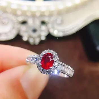Кольцо с рубином Ювелирные изделия из чистого золота 18 карат, настоящие натуральные бриллианты с красным рубином 0,69 карата, Юбилейные женские кольца для тонких колец для женщин
