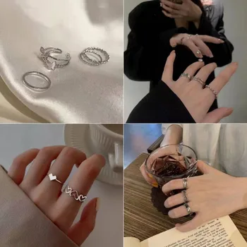 Кольцо с холодным ветром INS для женского меньшинства, комбинированное кольцо с чувством дизайна, милое прохладное Простое Открытое персонализированное кольцо для суставов, мода