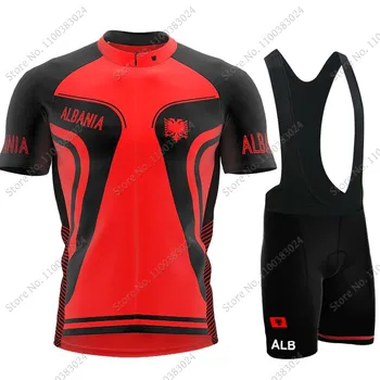 Комплект майки сборной Албании по велоспорту 2023 года, летняя велосипедная одежда, рубашки для шоссейных велосипедов, костюм, велосипедные нагрудники, шорты MTB Ropa Maillot