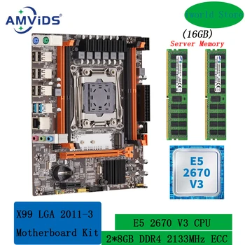 Комплект материнской платы X99 xeon LGA 2011 v3 Select x99 Материнская плата + процессор + оперативная память комбинированная с E5 2670 v3 и 16 ГБ памяти DDR4 2133 МГц M.2 NVME