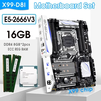 Комплект материнской платы X99 D8I LGA 2011-3 с E5 2666 V3 2шт x 8 ГБ оперативной памяти DDR4 ECC REG