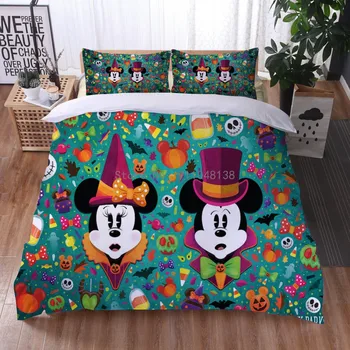 Комплект постельного белья с Микки Маусом и Минни Динси, Мягкая спальня с двумя односпальными кроватями размера 